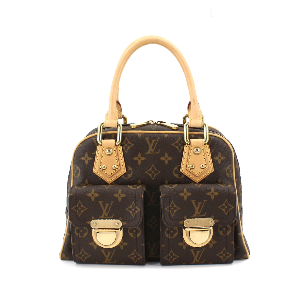 Louis Vuitton Monogram Manhattan PM Handbag Brown Gold Hardware